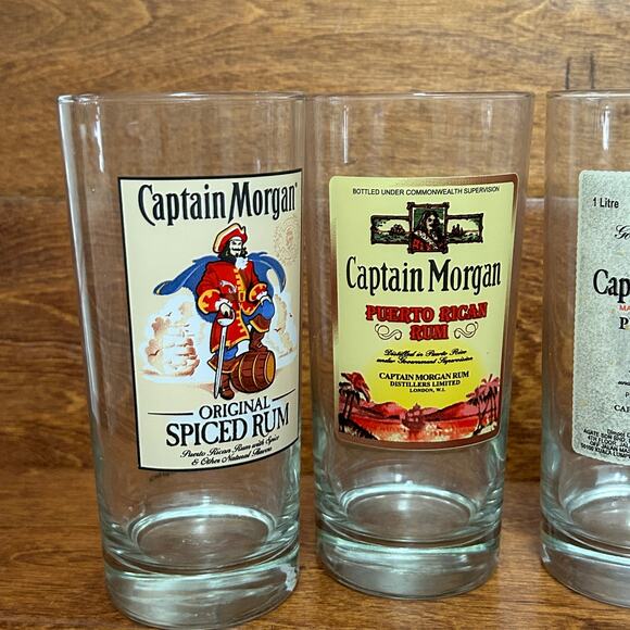 CAPTAIN MORGAN Rum Official Bar Crew High Ball Glasses 15oz - Picture 2 of 4